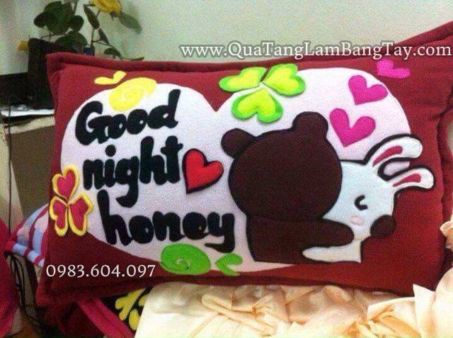 Gối handmade vải nỉ hình chữ nhật Goodnight Honey mã GN13